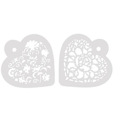 China Viable 2PCS Flower Heart Fondant Stencil Set Cake Decorating Tool Lace Side Stencil Set Template For Cake Cookie Coffee for sale