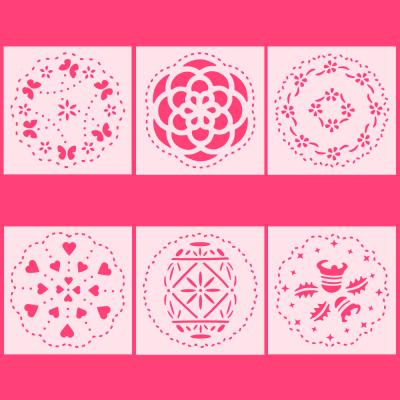 China Sustainable Flower 6Pcs Cake Stencils Set Cake Decorating Tools Kids DIY Craft Paint Scrapbook Template Stencils for sale