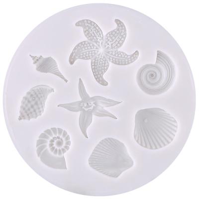 China Stocked Sea Shell Starfish Shape Chocolate Silicone Mold Fondant Cake Decorating Mold for sale