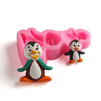 China Animal Head Cupcake Topper Candy Molds Handmade Penguin Silicone Resin Mold 3D Chocolate Soap Viable Mold for sale