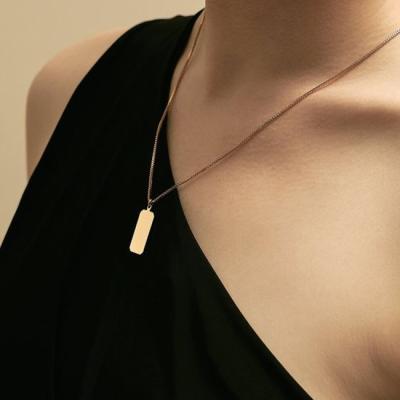 China High Quality Custom Choker Rectangle Stainless Steel Chains Hiphop Jewelry Pendant Necklace for sale