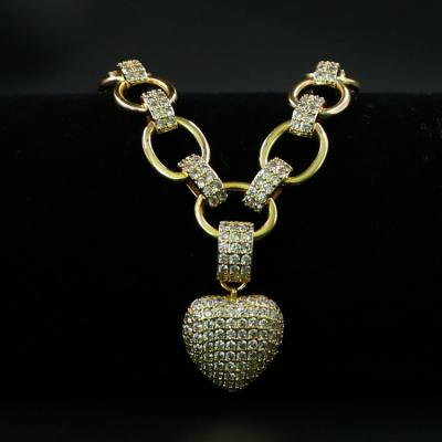 China Hiphop/Rock/Trendy Bling Heart Jewelry 18K Gold Plating Iced Out Full Crystal Miami Cuban Chain Bracelet For Men for sale