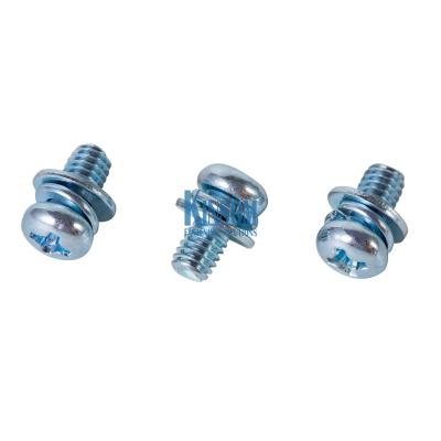 China Phillips pan head machine screws with flat split washer 3 parts zinc coating kinsom fasteners for sale