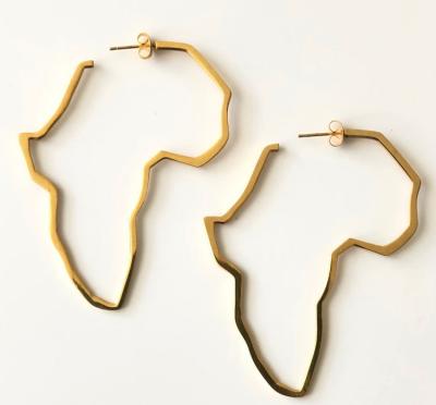 China FASHIONABLE Custom Jewelry Necklace Stainless Steel African Map Earrings Circle Earring For Women for sale