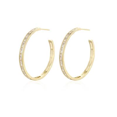 China TRENDY Customize CZ Stone Hoop Earring Women Big Hoop Earrings Gold Hoop Earrings for sale