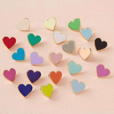 China CLASSIC Fashion Heart Shaped Earrings 18k Gold Plated Brass Enamel Love Heart Stud Earrings For Women Girls for sale