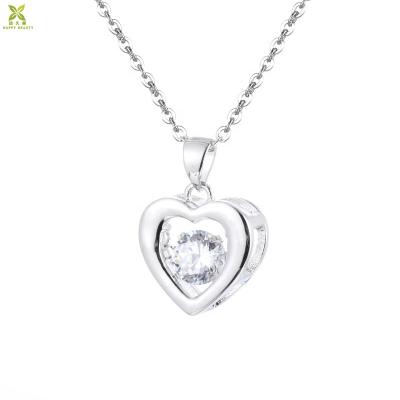 China CLASSIC Hot Selling Heart Shape Round Classic Fancy Knot Dancing Sterling Silver Moving Stone Necklaces For Gift for sale