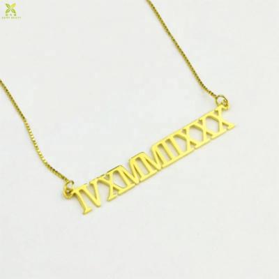 China New FASHIONABLE Custom Stainless Steel 18k Gold Plated Women Jewelry Roman Numeral Pendant Necklaces for sale