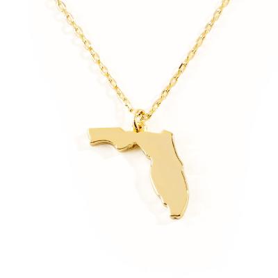 China TRENDY US Personalized US State Custom Map Florida Jewelry Gold Pendant Necklace in Pounds Sterling Silver for sale