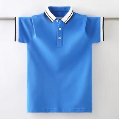 China 2-15 Years Anti-Shrink Red White Blue Striped Polo Shirts 4 Years Boys Long Sleeve Polo Shirts T-shirts Boys Polo Shirts for sale