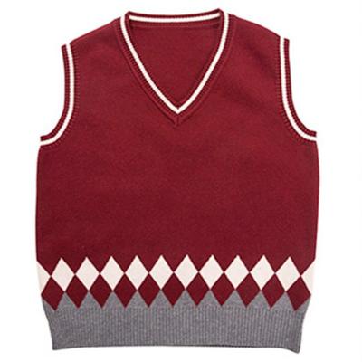 China Custom Children's Clothing Wool Vest School Uniform Autumn Cotton Sweater Anti-Shrink Kindergarten Primary Class Uniform for sale