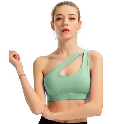 China New Wear Sports Bra Breathable Outer One-Shoulder Bra Sports Fitness Bra Sports Running Underwear for sale