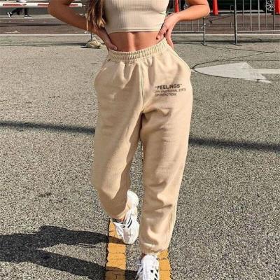 China Anti-static letter printing summer high quality cotton high waist women's simple sports tracksuit for sale