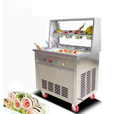 China Double Pan Ice Cream Machine Fried With Freezer / Ice Cream Roller Machine Thai Stir Fry for sale