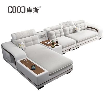 China Modern European Indoor Sofa Set White Leather Sofa Furniture USB Charge Home Mebel Living Room Furniture Modular Music Playset for sale