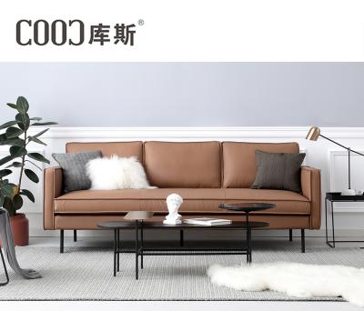 China Nordic Corner Leather Chair Metal Brown Camel Sofas Luxury Designs Upholstered Modern Home Furniture Living Room Sofas Set for sale