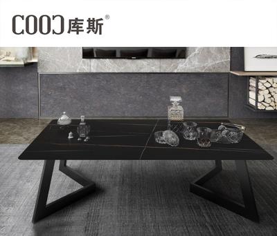 China Modern Simple Square High Quality Black Metal Frame Iron Tea Table Metal Leg Living Room Coffee Table for sale