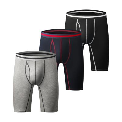 China American Popular Series Antibacterial Solid Color Sporting Quick Dry Men's Underwear Boxer Briefs Long Leg Shorts for sale