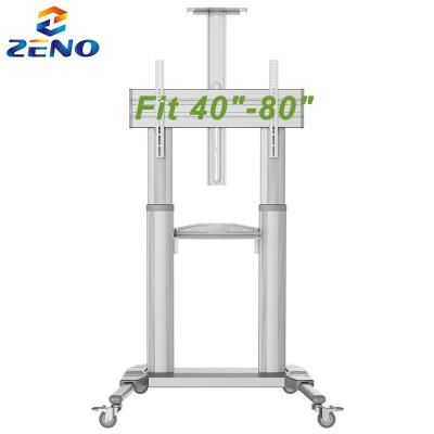 China KALOC KLC-AF80 Cold Rolled Steel Silver 45 50 55 60 75 80 Inch TV Stand Trolley TV Stand TV Frame TV Floor Stand Mount for sale