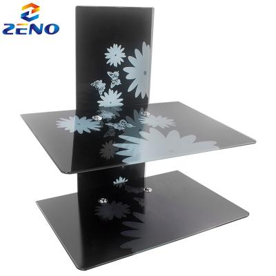 China The Q10 wall mounted floating glass shelf with toughened tempered glass for DVD players, cable boxes, console games, TV accessories for sale