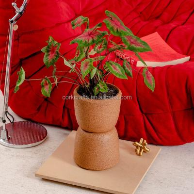 China Biodegradable Eco-Friendly Vintage Cork Flower Pot Waterproof Cork Plant Pot For Succulent for sale