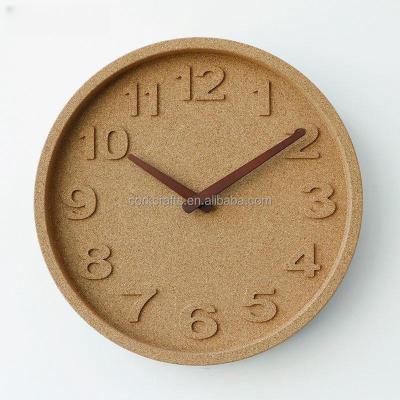 China Antique style molded 3d cork wall clocks sell custom wooden wall clock home decorative creative wholesale wall clock for sale