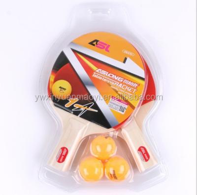 China Poplar wood with custom high quality rubber ping pong table tennis rackets wholesale high quality printing ping pong bats poplar wooden paddle with 3pc ping pong balls for sale