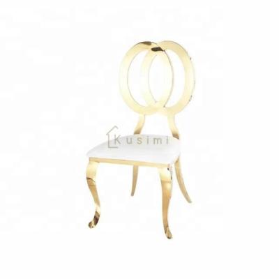 China Hot Sales Stylish Round Cross Backrest Design Metal Frame Double Foldable Dining Chairs With PU Leather Seat for sale