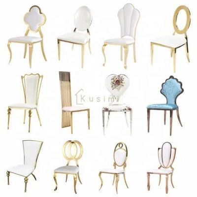 China Flower Backrest Design Foldable Modern King And Queen Chairs House Banquet Metal Dining Chairs for sale