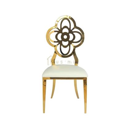 China Beautiful Flower Design Luxury Hollow Design Modern Style Dining Room Home Furniture Foldable Back Dining Chairs for sale