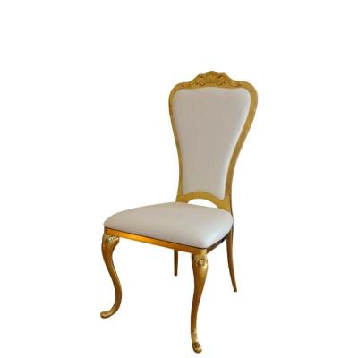 China Factory Wholesale Gold Stainless Steel Luxury High Back Dining Chairs Foldable For Hotel Wedding for sale