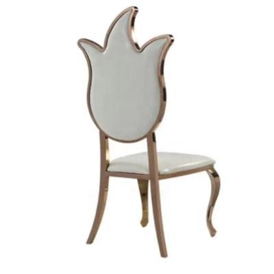 China Hot Selling Foldable Unique Flower Shape Back Cushion Stainless Steel Leather Frame Dining Chairs for sale