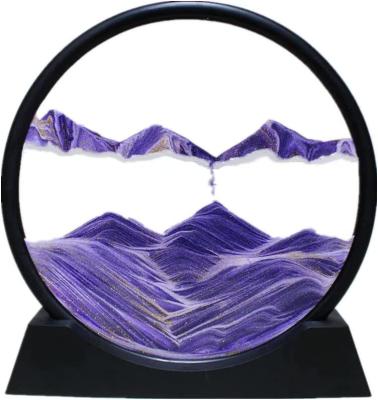 China Art Deco Moving Sand Art Picture Round Glass Sandscapes 3D Deep Sea Liquid Display Sand Flowing Frame for sale