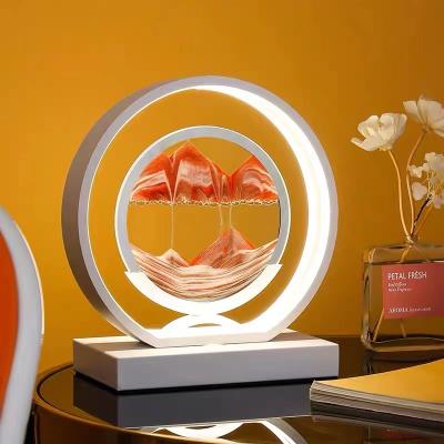 China 2022 modern sand moving art 3d led hourglass lamp in motion display quicksand overflowing hourglass for sale