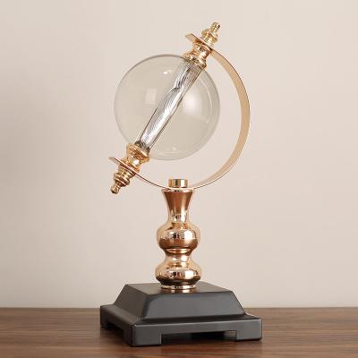 China China Opens Metal Base Rotating Crystal Glass Earth Globe For Home Business Decorative Gifts for sale