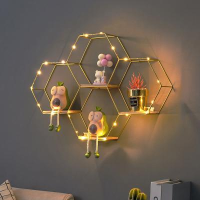 China Factory Direct Sales Modern Hexagon Living Room Bedroom Wall Decorative Organizer Display Shelf for sale