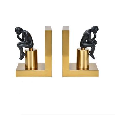 China Office Home Wholesale Decorative School Office Bookend Creative Thinker Metal Bookend Shelves for sale