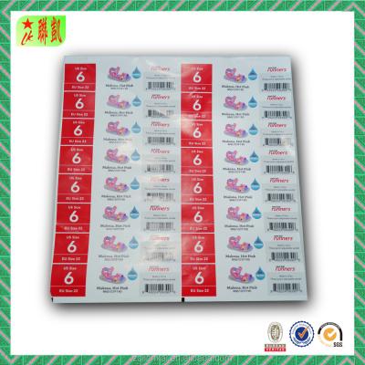 China Multicolor Printed Adhesive Bar Code Barcode Sticker for Shoe and Garment for sale