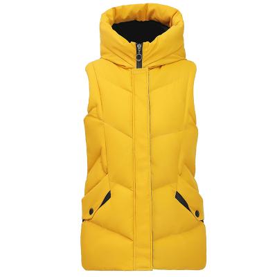 China Wholesale Custom Made Lightweight Casual Hooded Outdoor Hooded Winter Women's Logo OEM Warm Vest Collar Waistcoat for sale