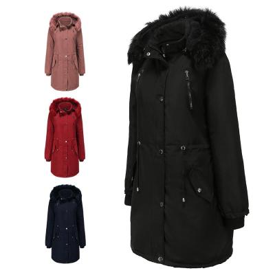 China Detachable Long Winter Windproof Coats Anti-Shrink Women's Warm Hat Women Overcoat for sale