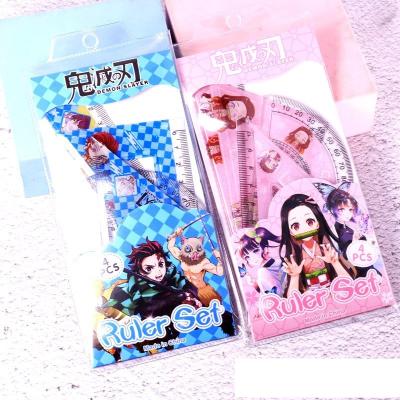 China Cartoon 4 pcs per set demon slayer nezuko ruler sets for students anime rules for anime fans gift for sale