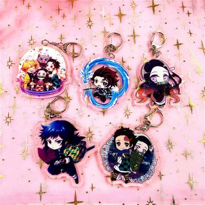 China transparent & Japan Anime Demon Slayer Anime Key Chains Cartoon Key Chains Acrylic Demon Slayer Double Side Key Chain for sale