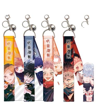 China Anime Lanyard 5 Designs Jujutsu Kaisen Lanyard Keyring With Bell for sale