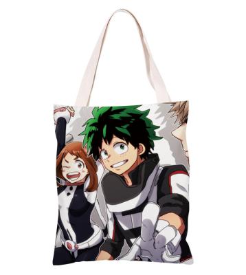 China Fashion 40 Designs Custom Anime Handbag Japanese Cartoon My Hero Academia Canvas Bag With Zipper Boku No Hero Fan for sale