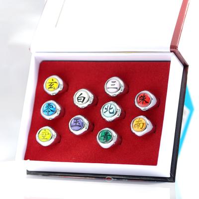 China Anime 10 PCs Per Set New Design Anime Cosplay Props Akatsuki Ring Jewelry Box Set Ring Set for sale