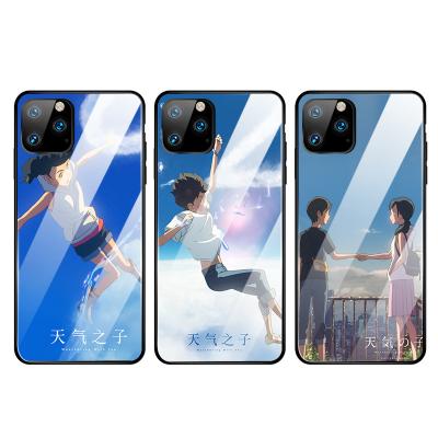 China Anime Phone Cover Anime Disintegration New With You Tenki No Ko Transparent Tempered Glass Phone Cover for sale