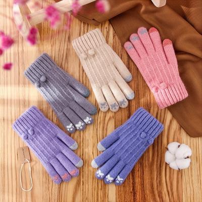 China Wholesale Cute J&K Style J&K Ladies Winter Gloves Youth Warm Full Fingers Rise Knit Gloves Jacquard Knitted Gloves Cycling Outdoor for sale