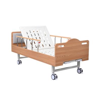 China T-Y06 Hospital Room Home Care Bed Hospital Wooden Manual Care Bed For Elderly With Two Functions For Medical Equipment for sale