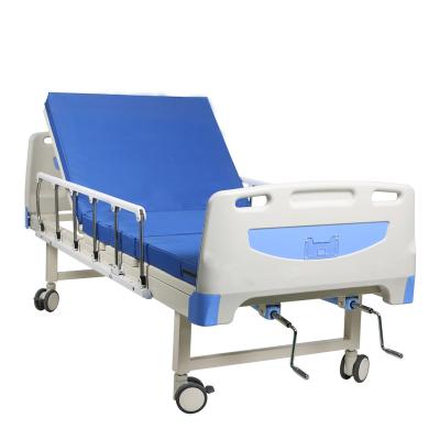 China Hospital Medical Equipments Hospital Bed 2 Factory Supply ABS Double Flip Home Crank Manual Medical Bed Two-function Elderly Patient Or for sale