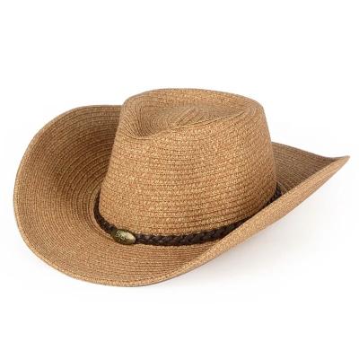 China European Dobby Style Raffia Cowboy Straw Hat for sale